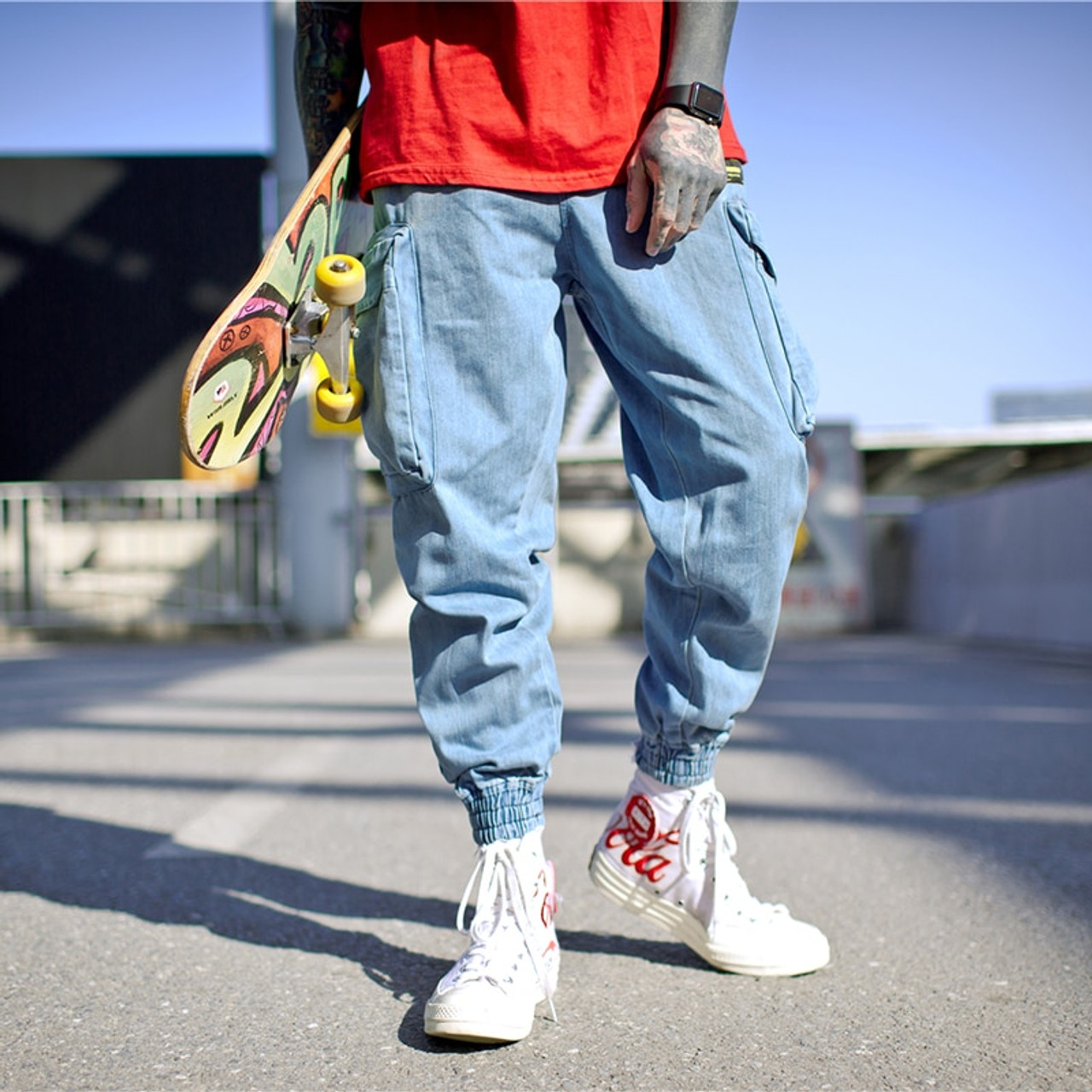 Mens Cargo Pants Trousers Pocket Streetwear Joggers Hip Hop Harem Pants |  eBay